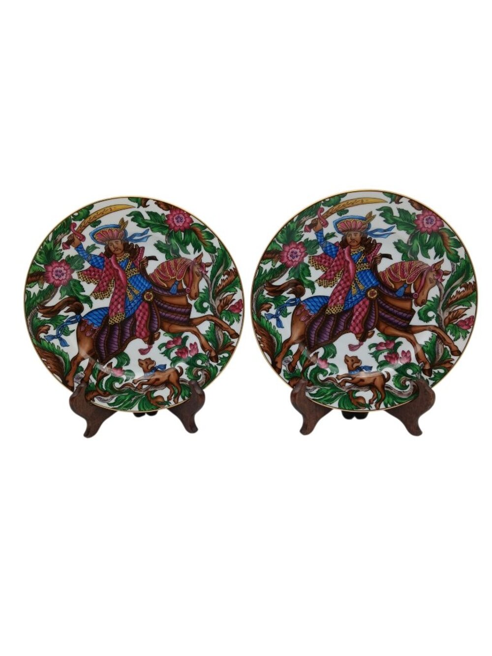 Fitz and Floyd Saracen Salad Plates Set of 2 Porcelain 7.5 Gold Trim